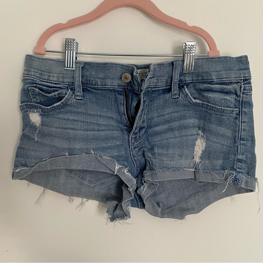 Abercrombie & Fitch Blue Jean Shorts Distressed Cuffed Hem